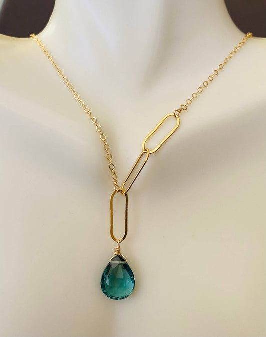 Asymmetrical Paperclip Links Pendant/Charm Necklace