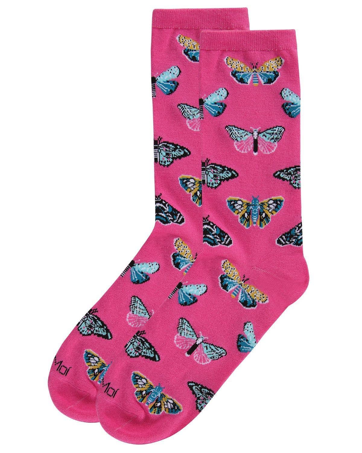 MeMoi Butterfly Bamboo Blend Crew Socks