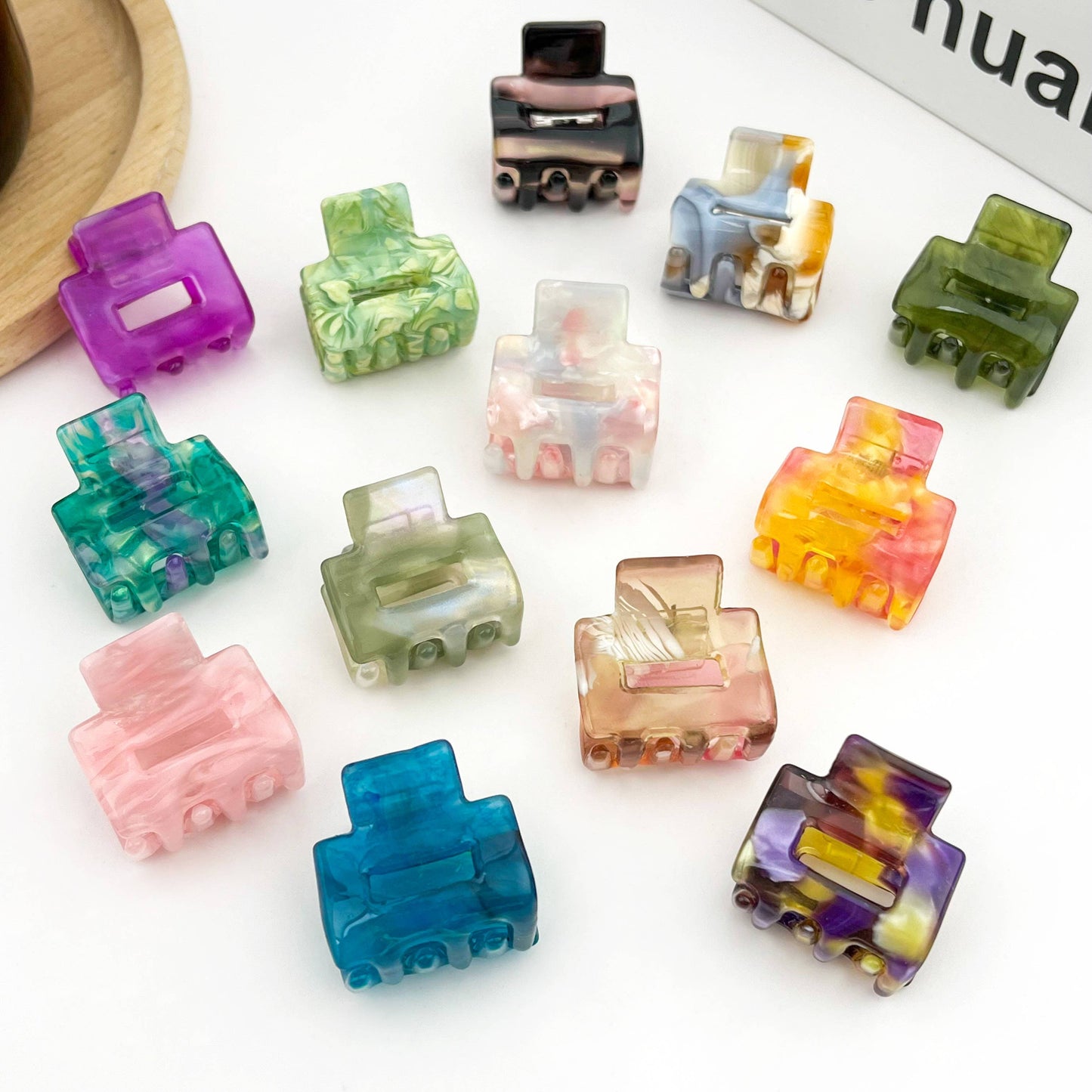 0.98'' Acetate Colorful Mini Square Hair Claw Clip