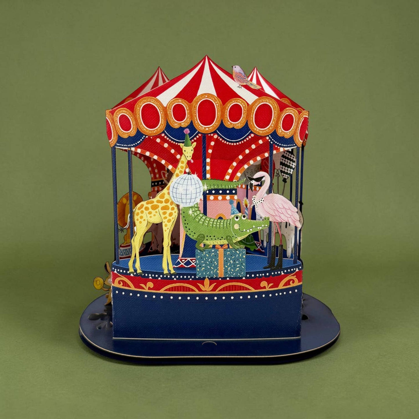 Carousel Animals Message in a Bottle Card