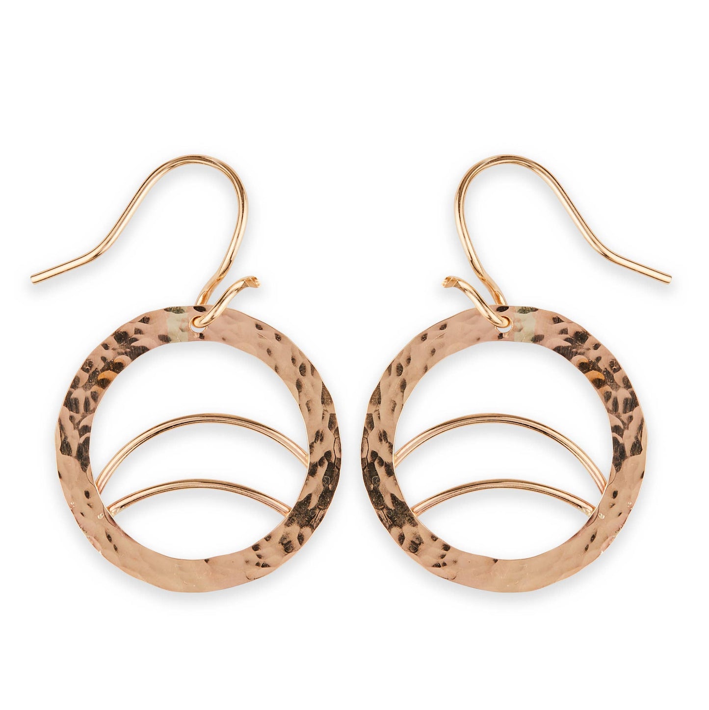 Hammered Circle Dangle Earring with Double Arc