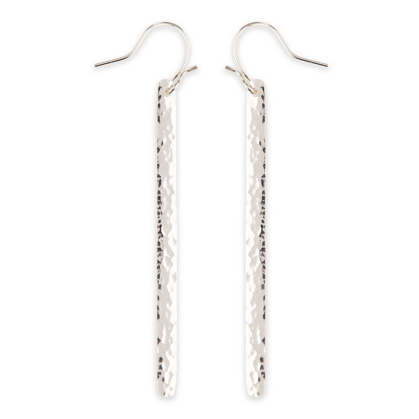 Thin Hammered Rectangle Earring