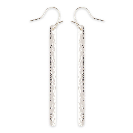Thin Hammered Rectangle Earring