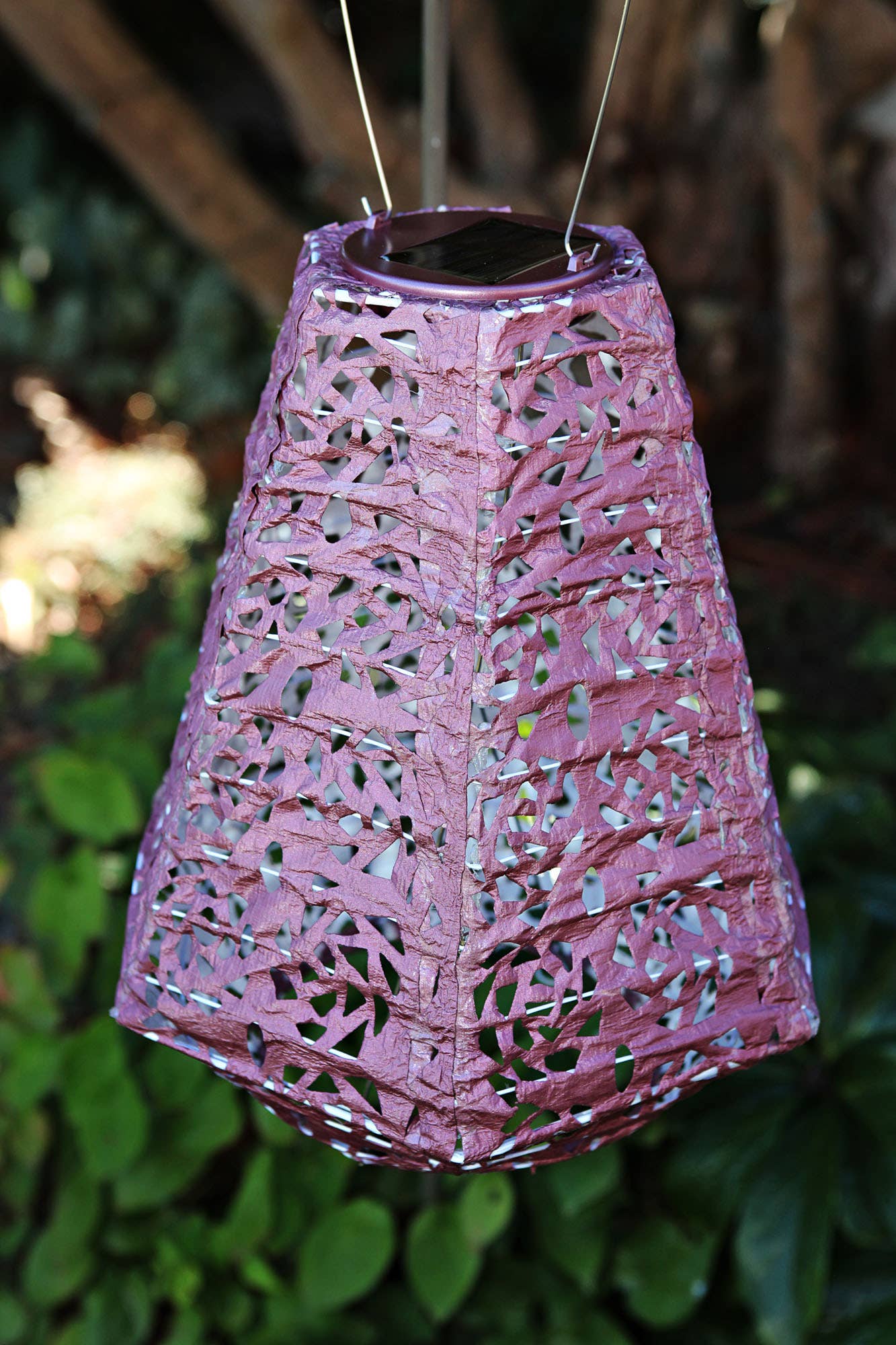 Stella Prism 11" Solar Lantern - Metallic Orchid