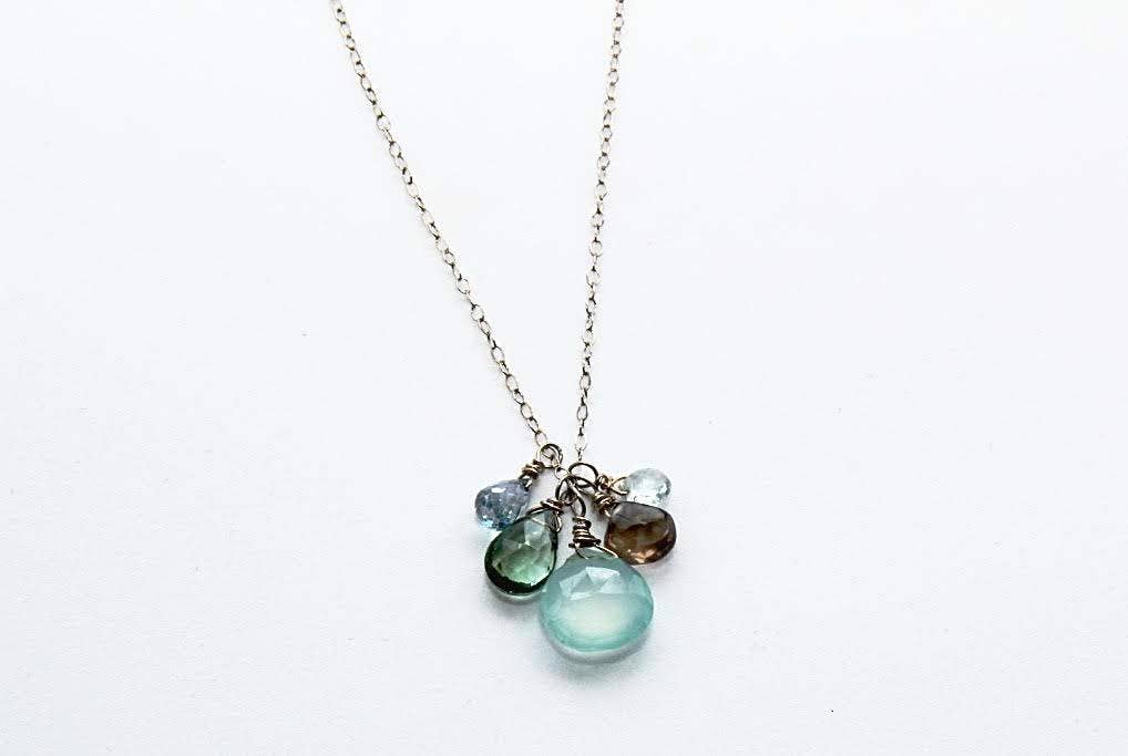 Topaz Green Amethyst Chalcedony Smokey Quartz Necklace