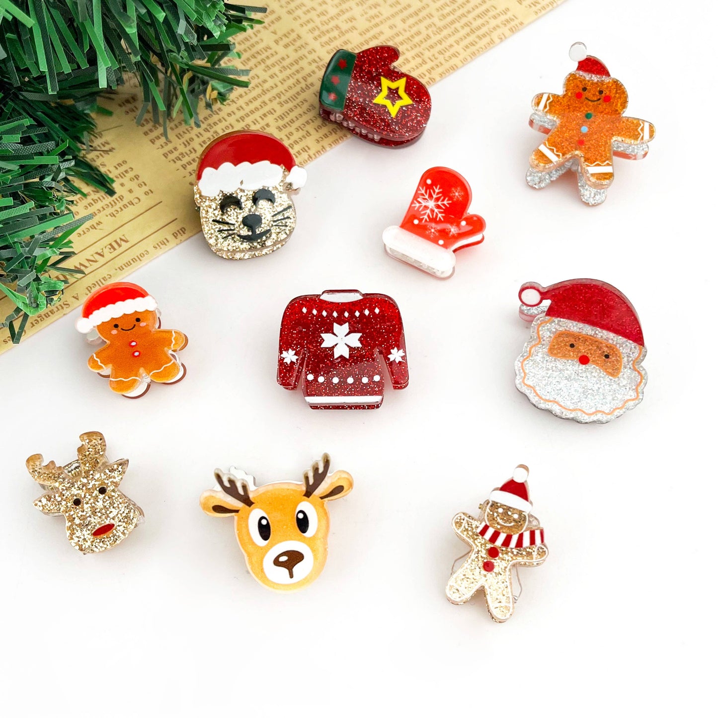 Christmas Glitter Mini Hair Claw Clip
