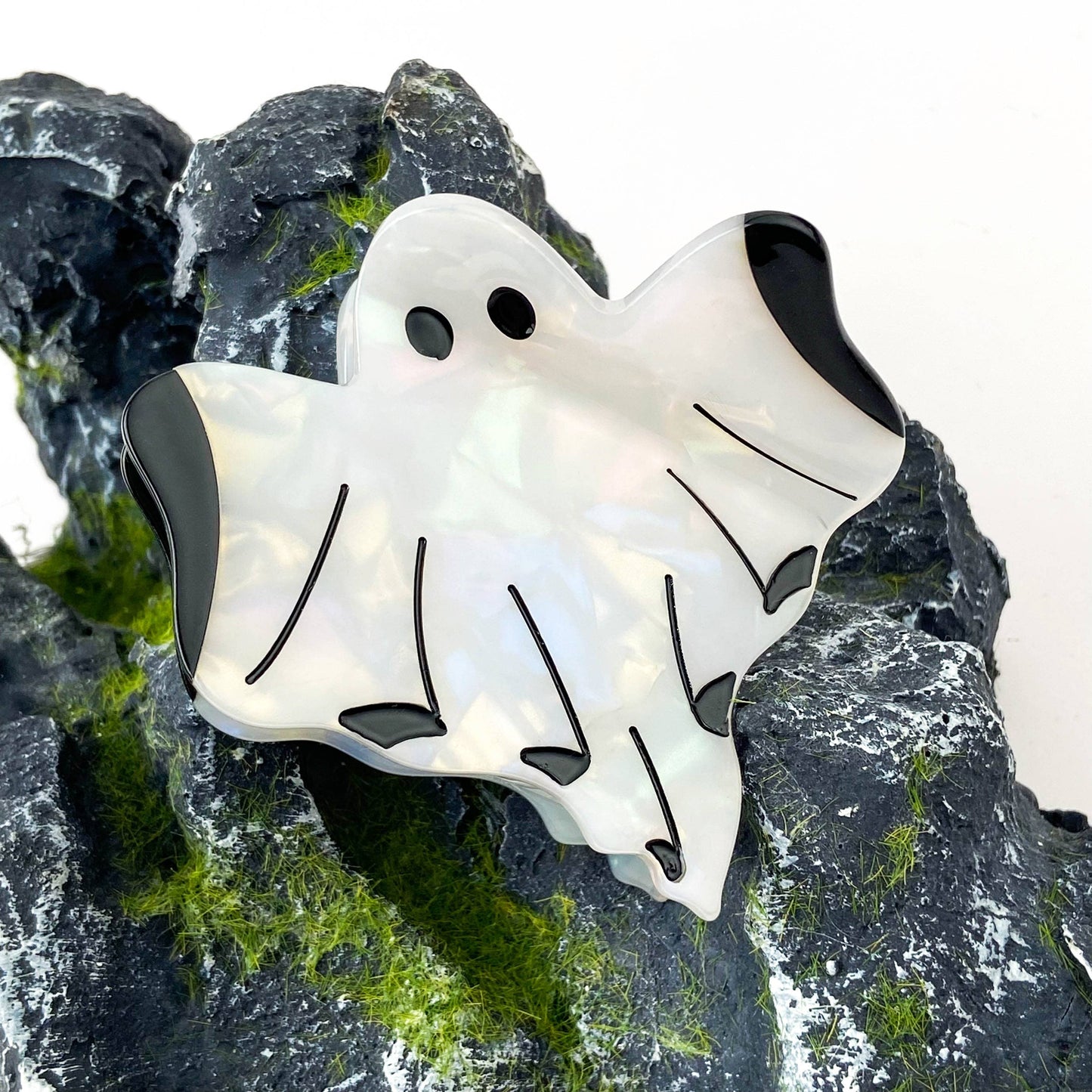 White Ghost Hair Claw Clip, Cute Halloween Hair Clip