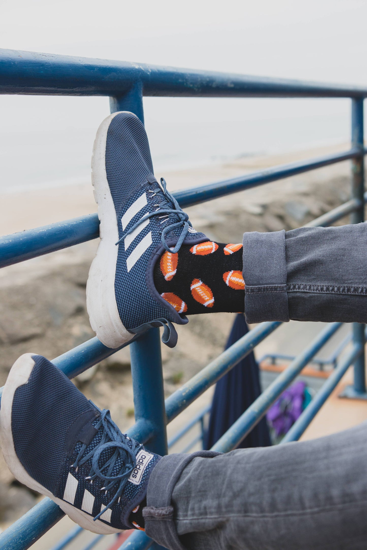 MeMoi Football Bamboo Blend Men's Crew Socks