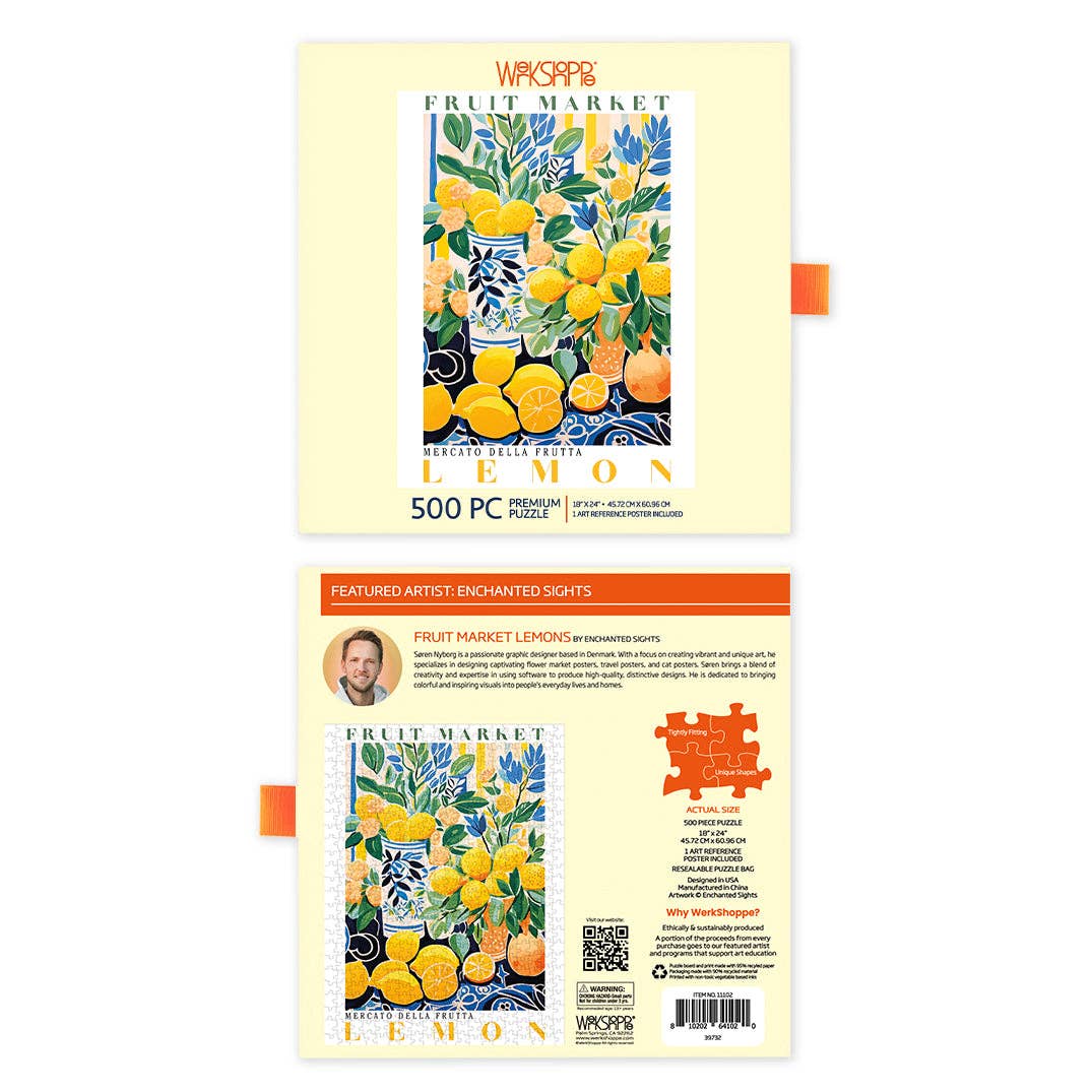 Fruit Market Lemons 500 Piece Puzzle, Gift for Her