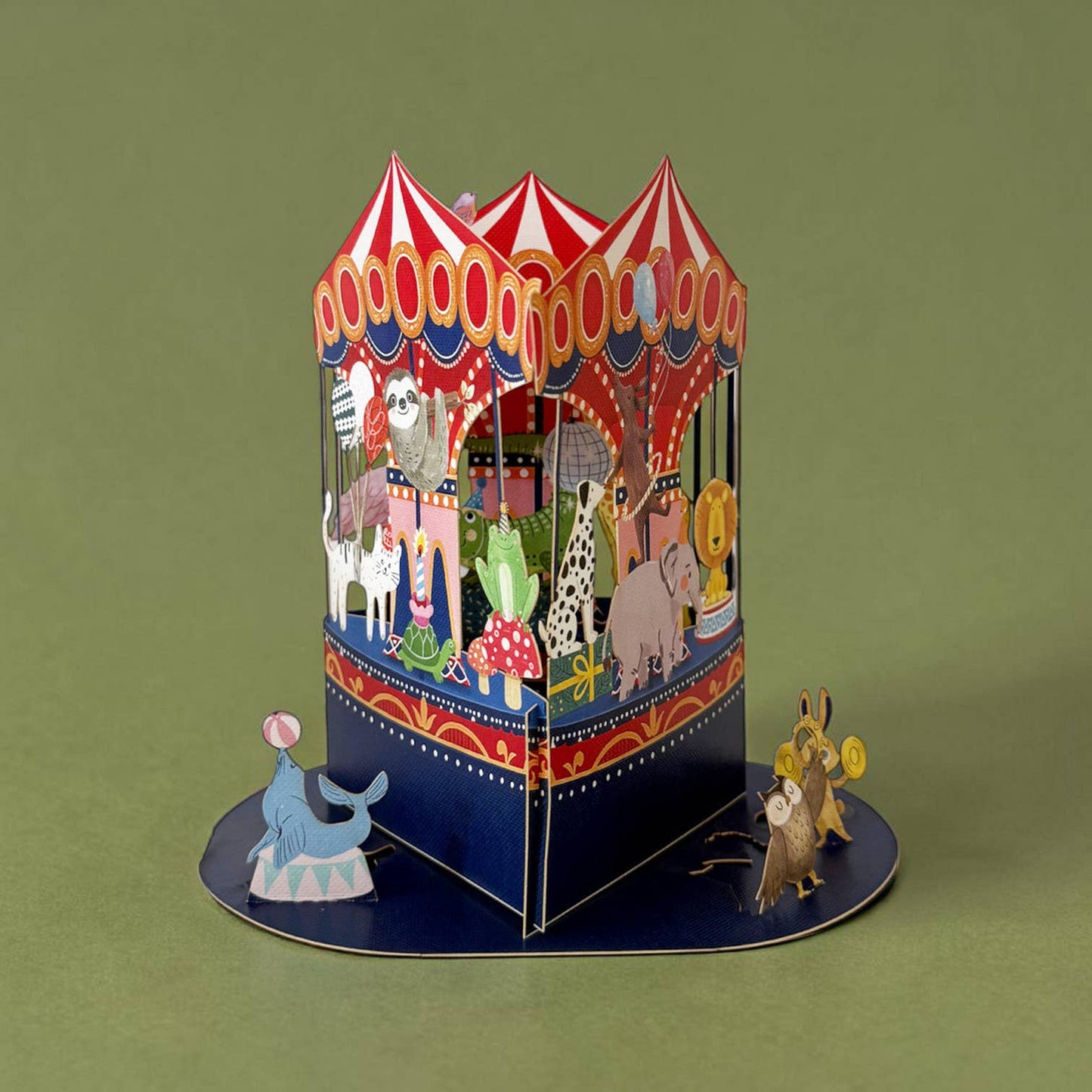 Carousel Animals Message in a Bottle Card