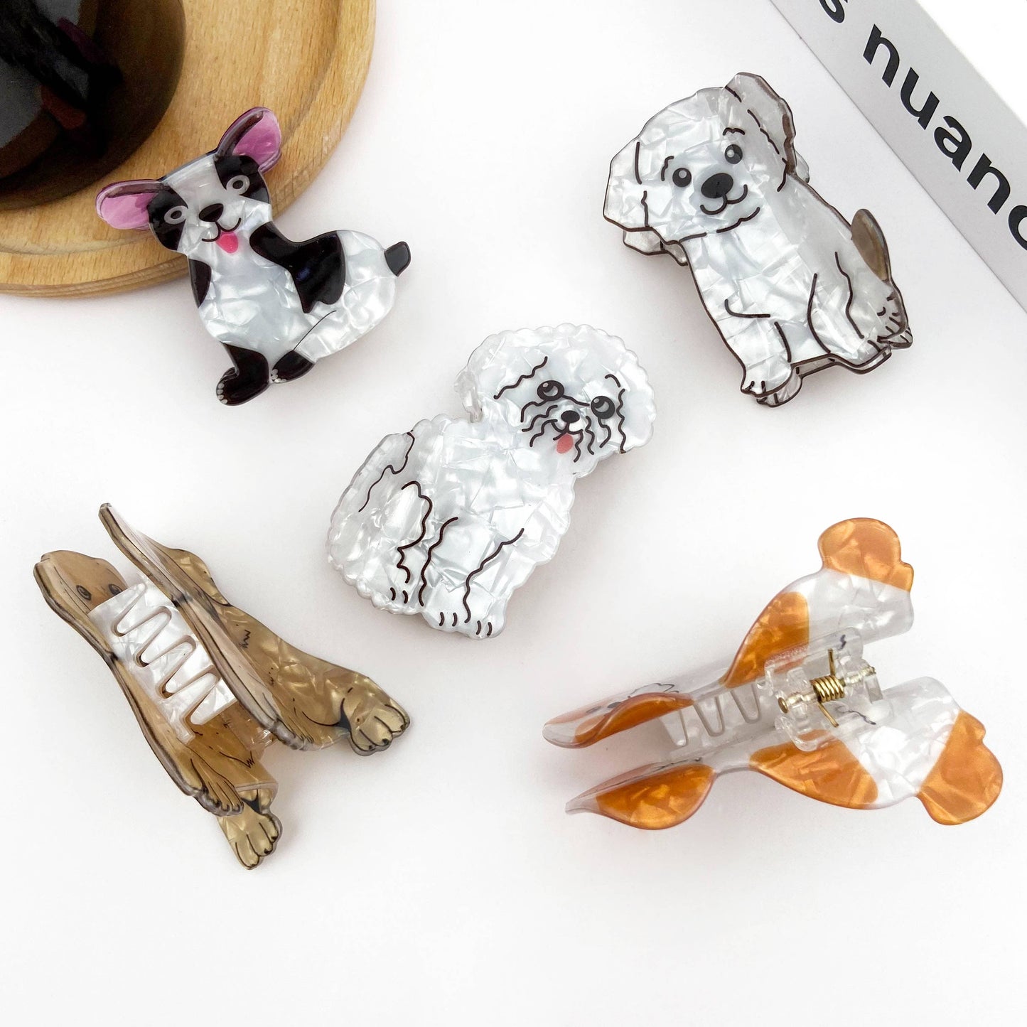 Cute Puppy Series Printed Hair Clips, Adorable Dog Claw Clip