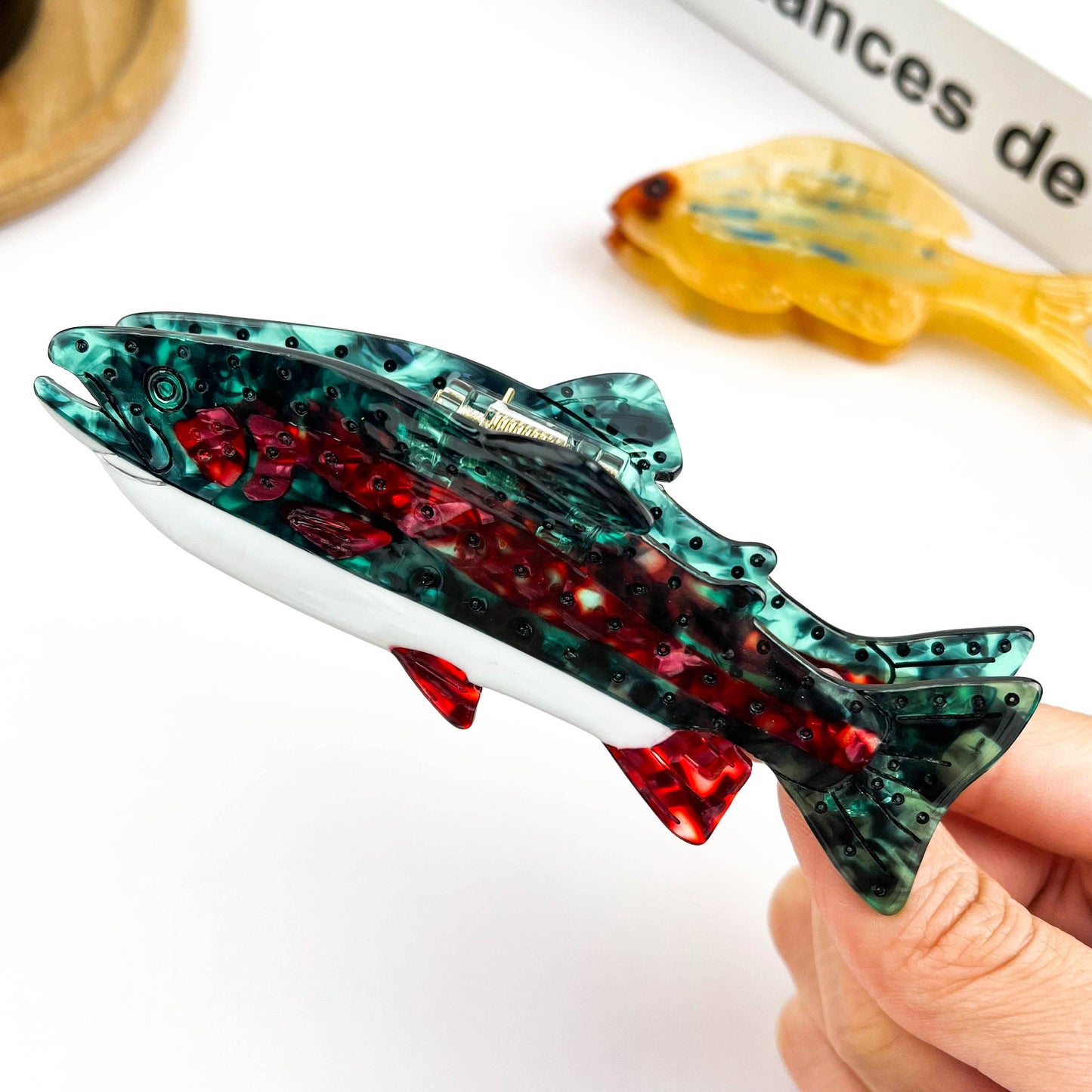 Fish Claw Clips, Rainbow Trout & Blue Line Fish Hair Clip