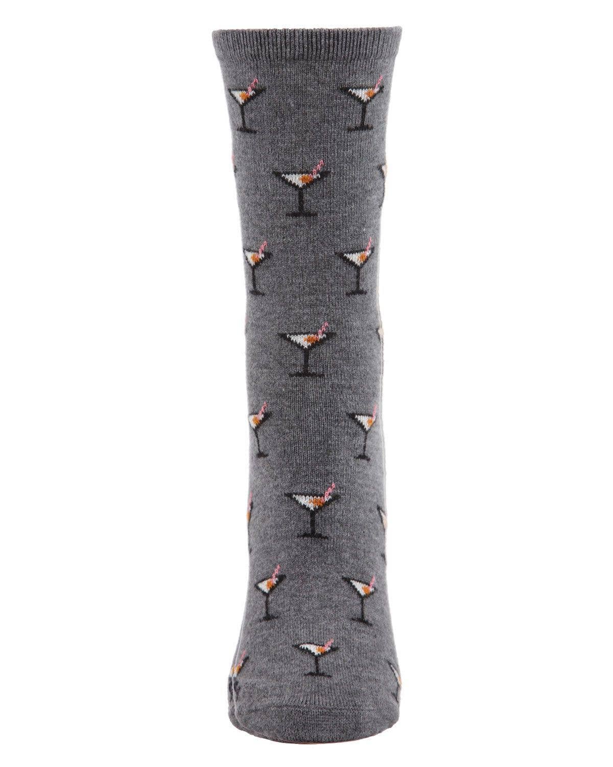 MeMoi Martini Drink Cashmere Blend Crew Socks