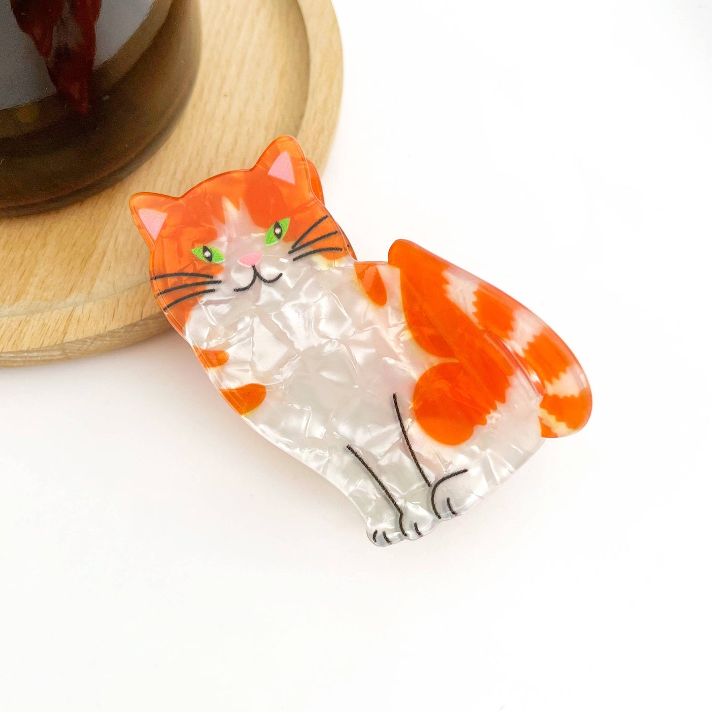 Cow Cat & Orange Cat Hair Clips, Cute Animal Claw Clip