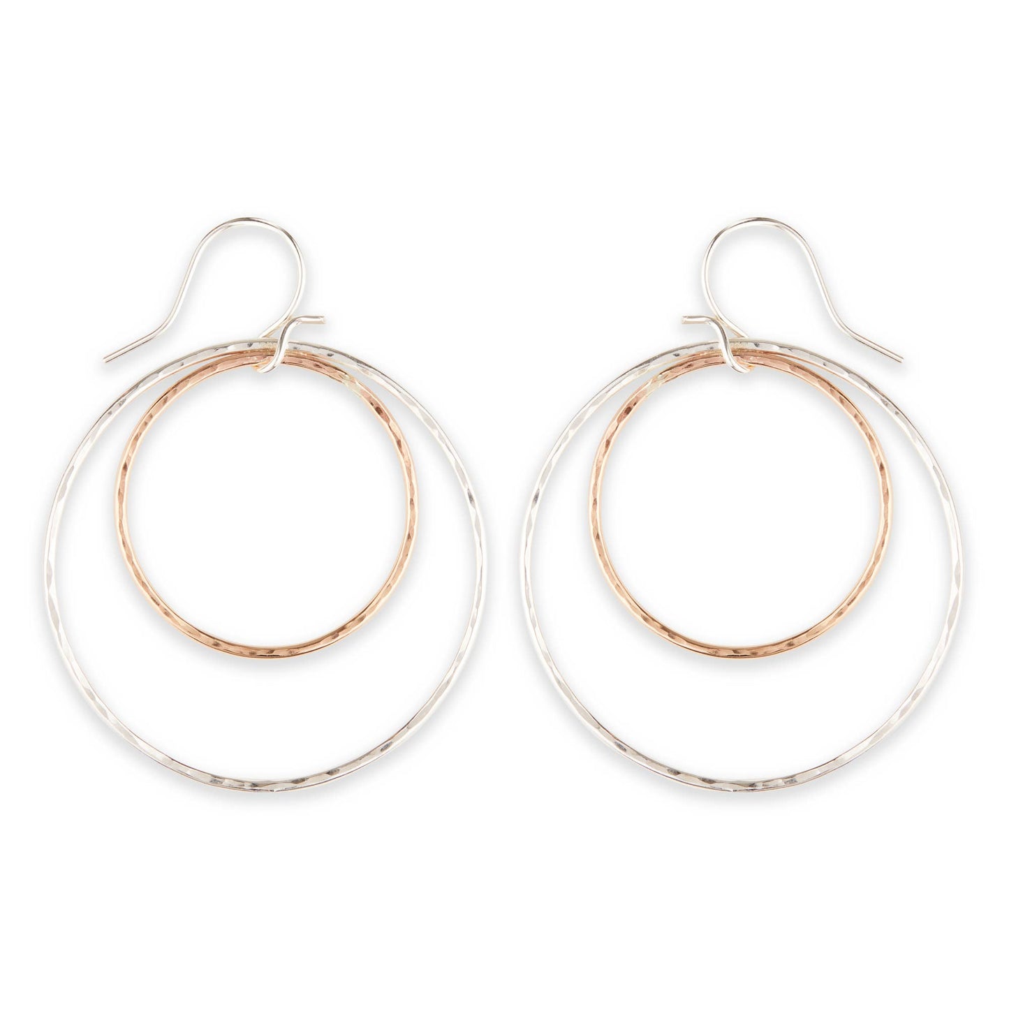 Hammered Twin Link Dangle Earring Sizes 32mm or 40mm