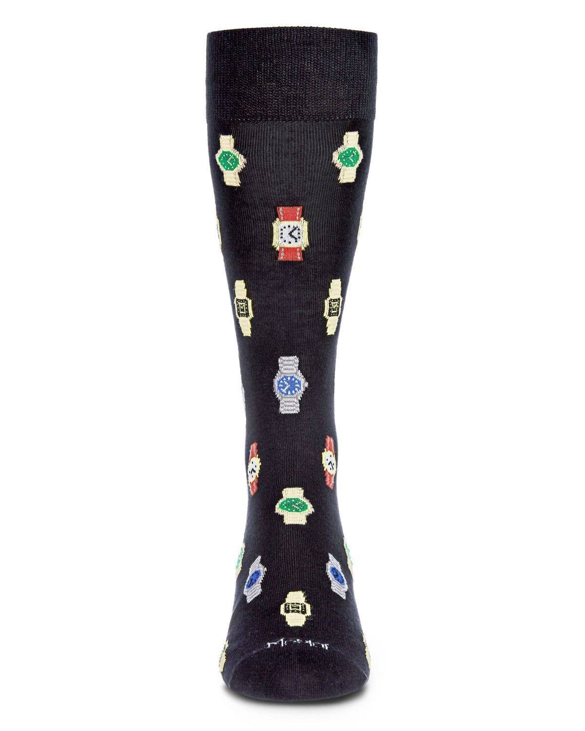 MeMoi Time to Get a Watch Bamboo Blend Men's Crew Socks