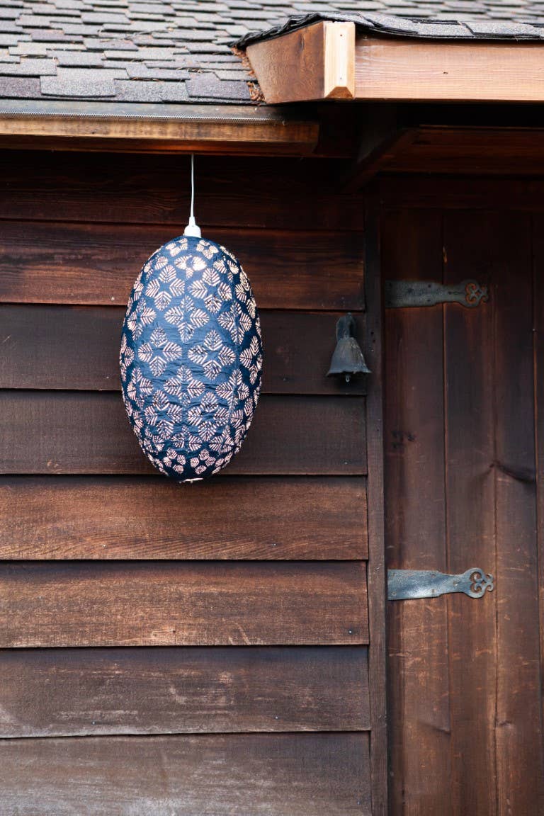 Stella Nova Outdoor Pendent Light- Geo Palm 22" Midnight