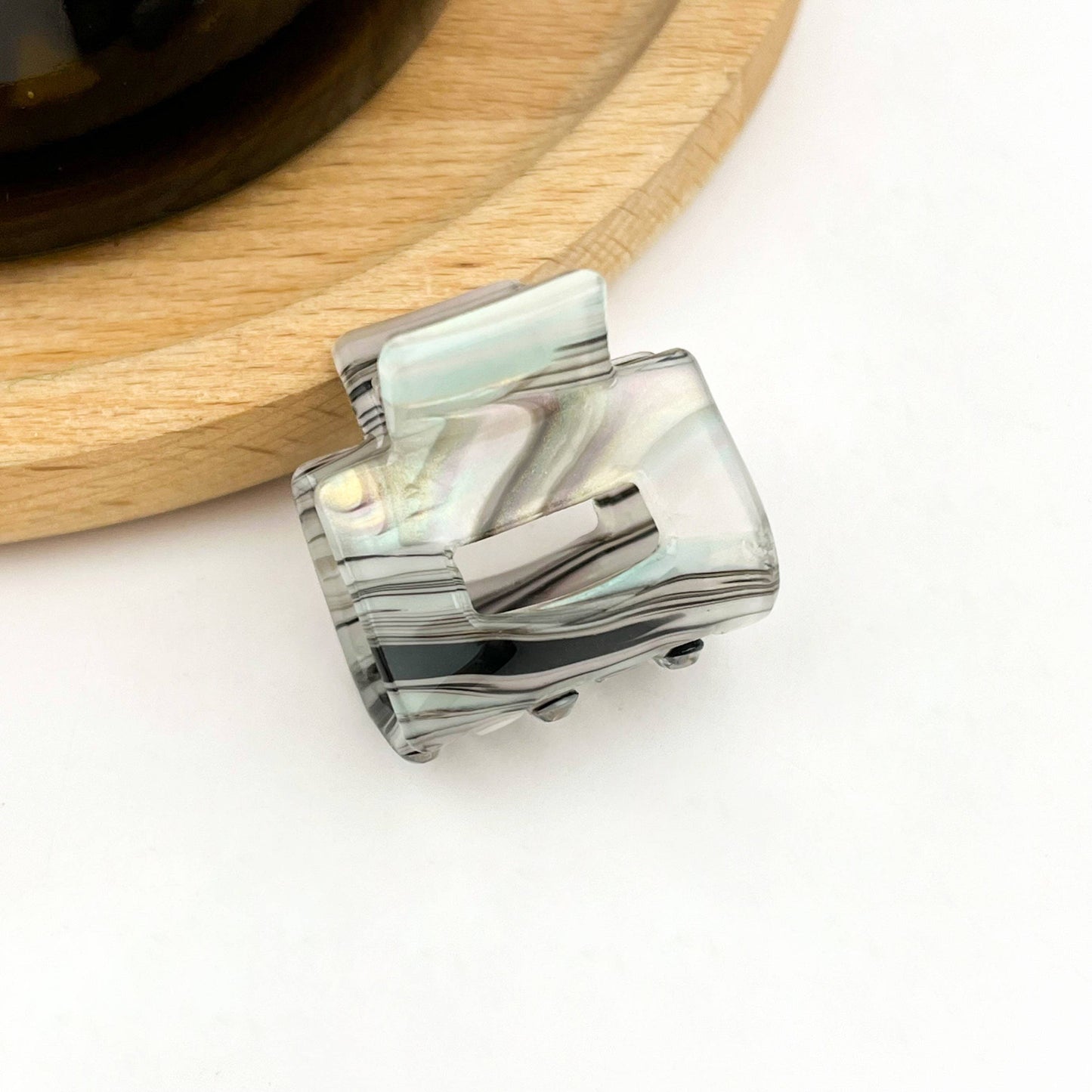 0.98'' Acetate Colorful Striped Mini Hair Claw Clip