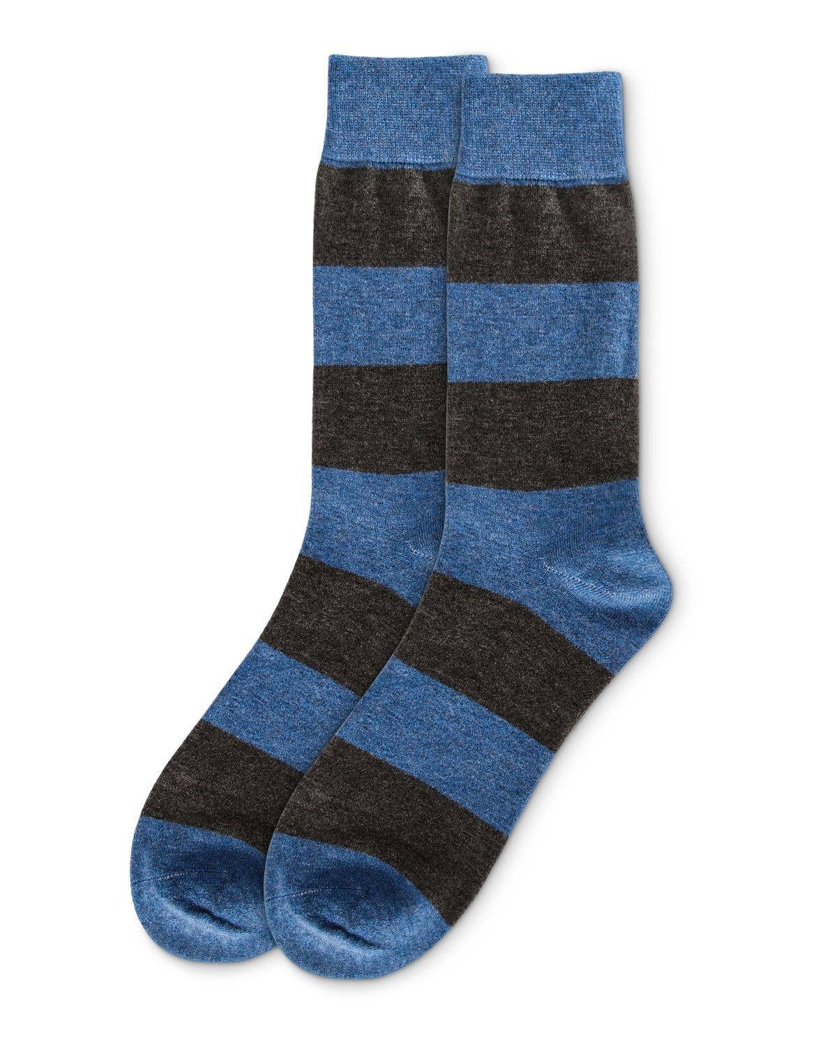 Men's Striped Luxuriously Soft Cashmere Blend Crew Sock