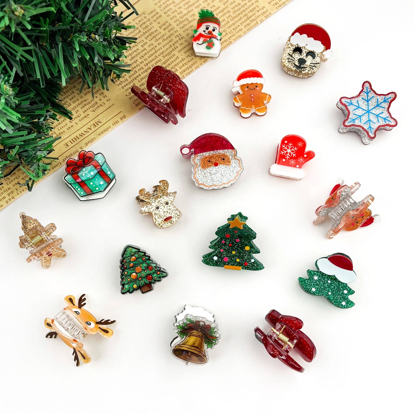 Christmas Glitter Mini Hair Claw Clip