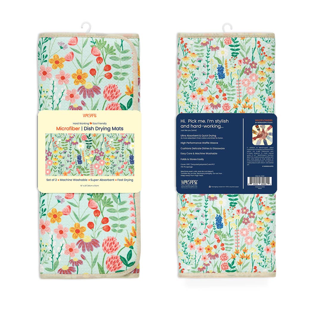 Wildflowers Microfiber Dish Drying Mat