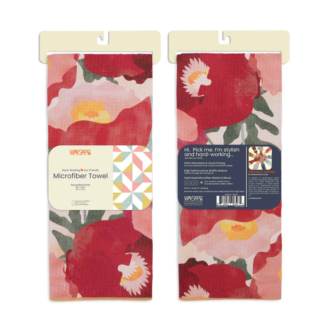 Abstract Poppies Microfiber Kitchen Towel