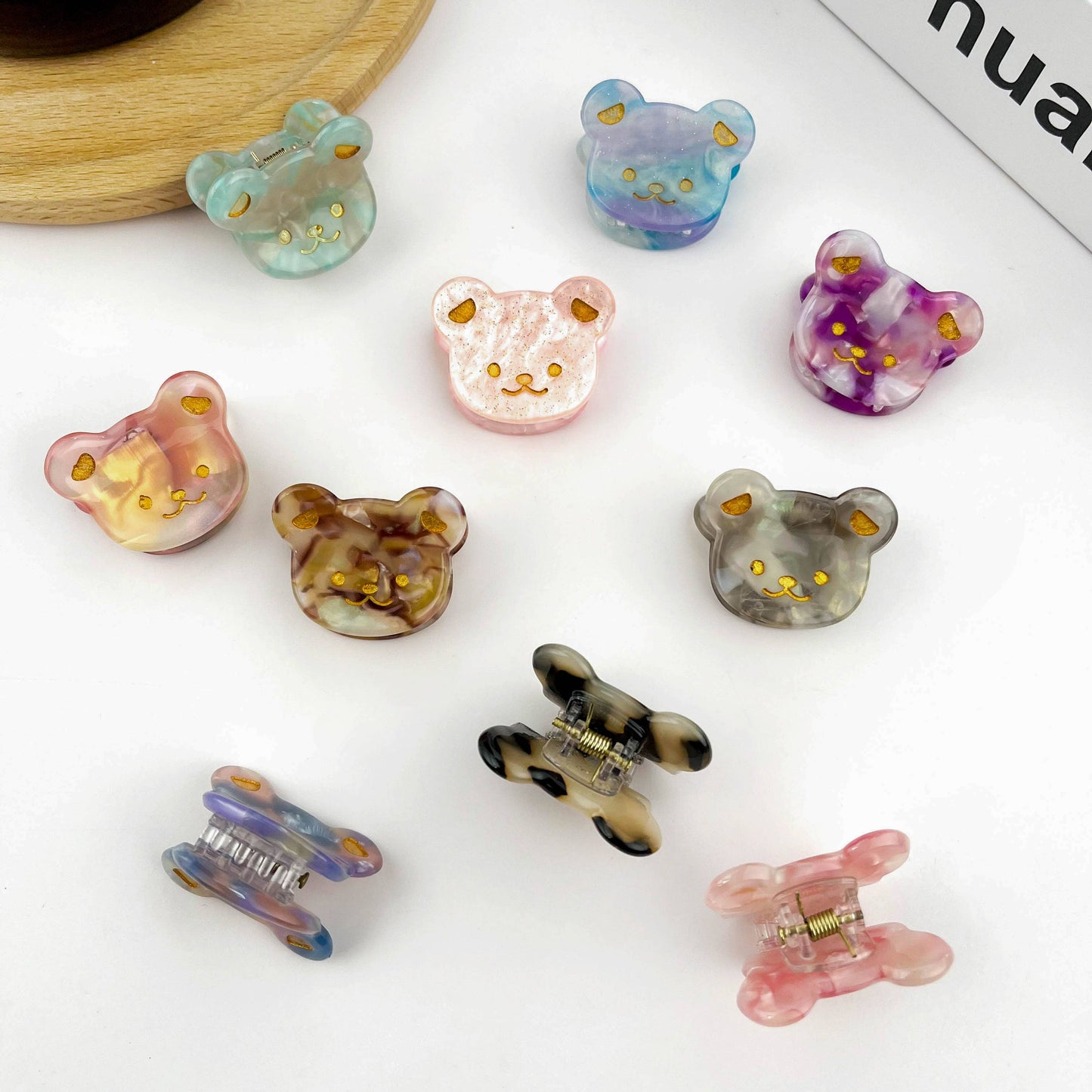 Cute Bear Head Mini Claw Clip, Acetate Children's Hair Clip