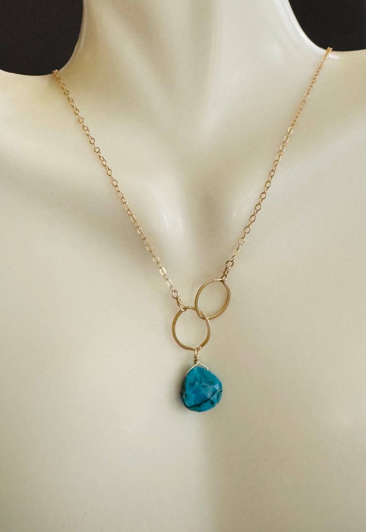 Blue Topaz Asymmetrical Gold Necklace