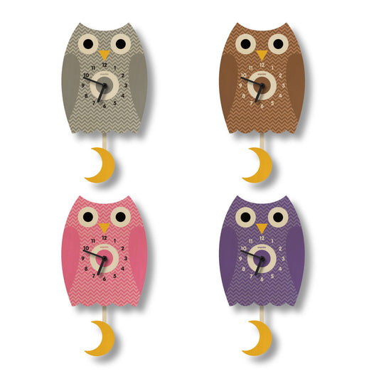 Owl Pendulum Clock - Wood