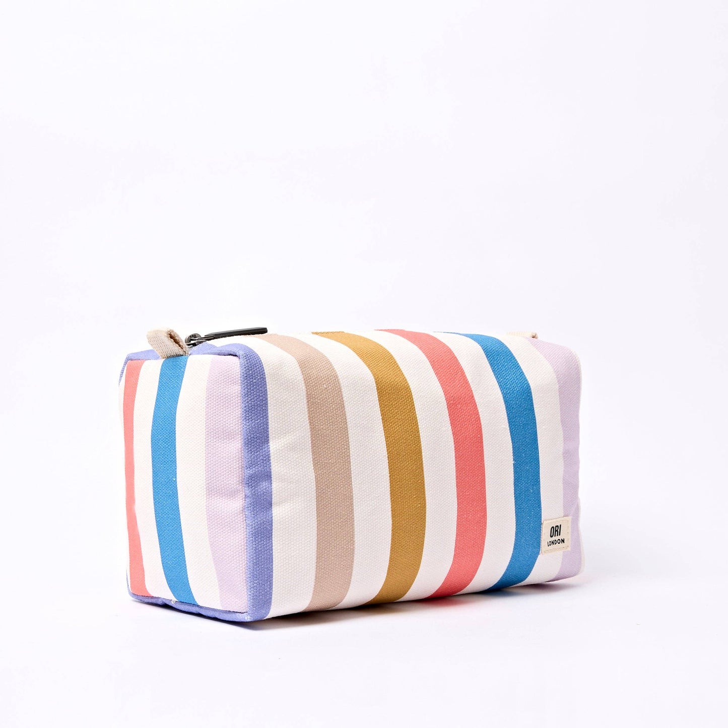 Mayfair Wash Bag in Pastel Multi Stripe Cotton Canvas