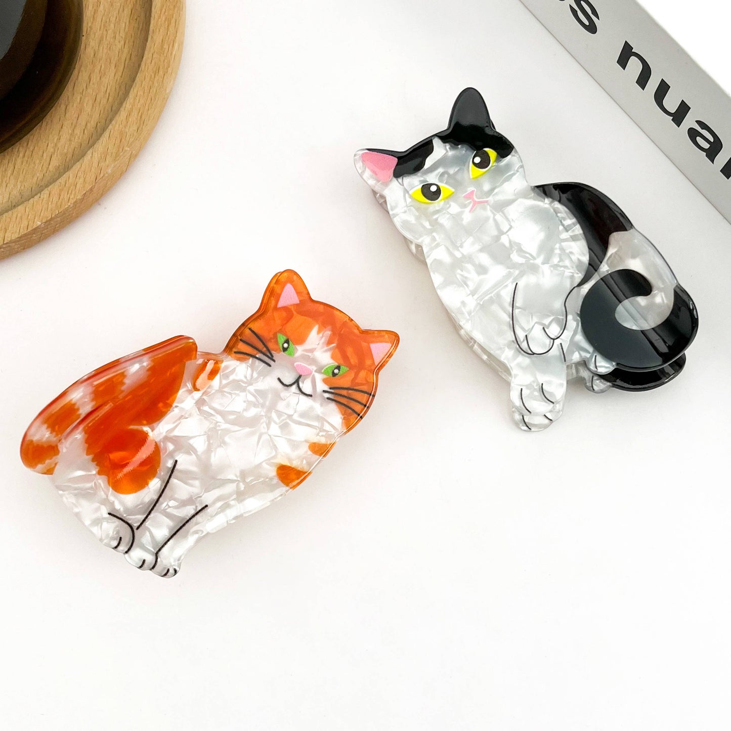 Cow Cat & Orange Cat Hair Clips, Cute Animal Claw Clip
