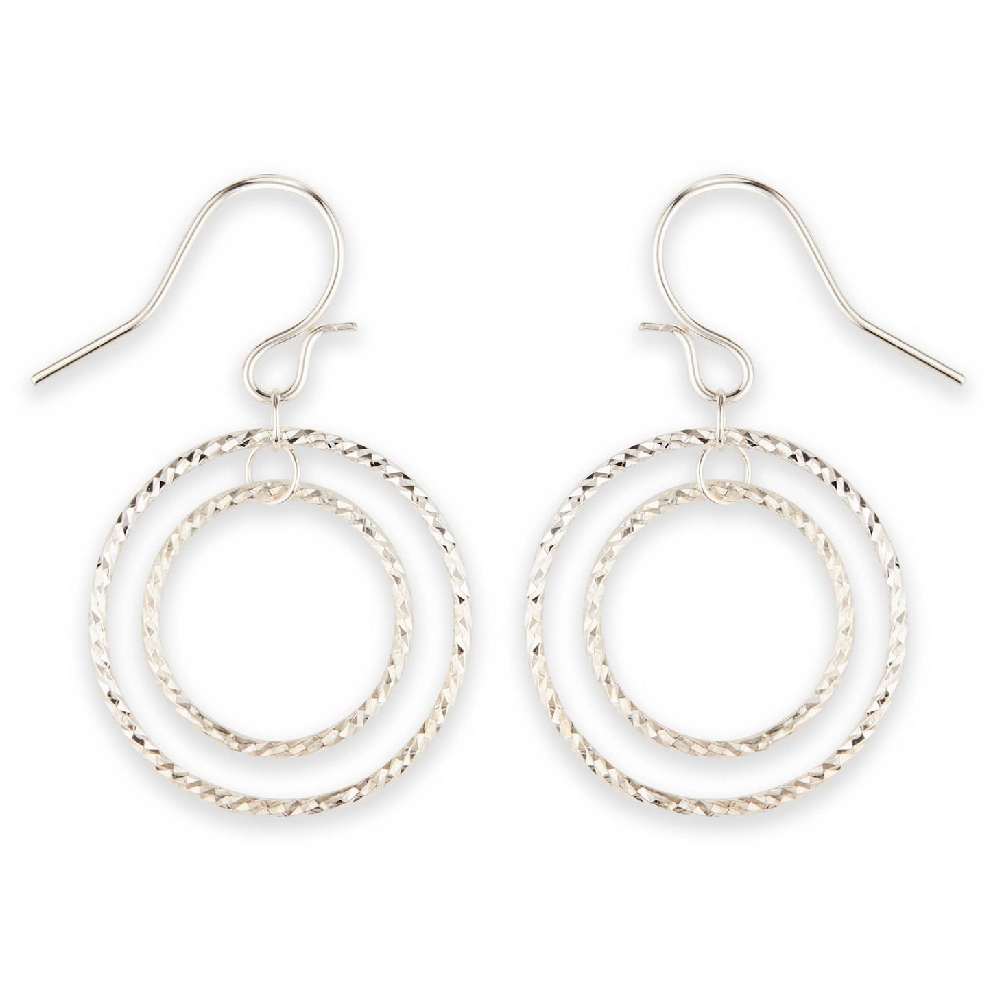 Encircled Diamond Cut Wire Link Earring
