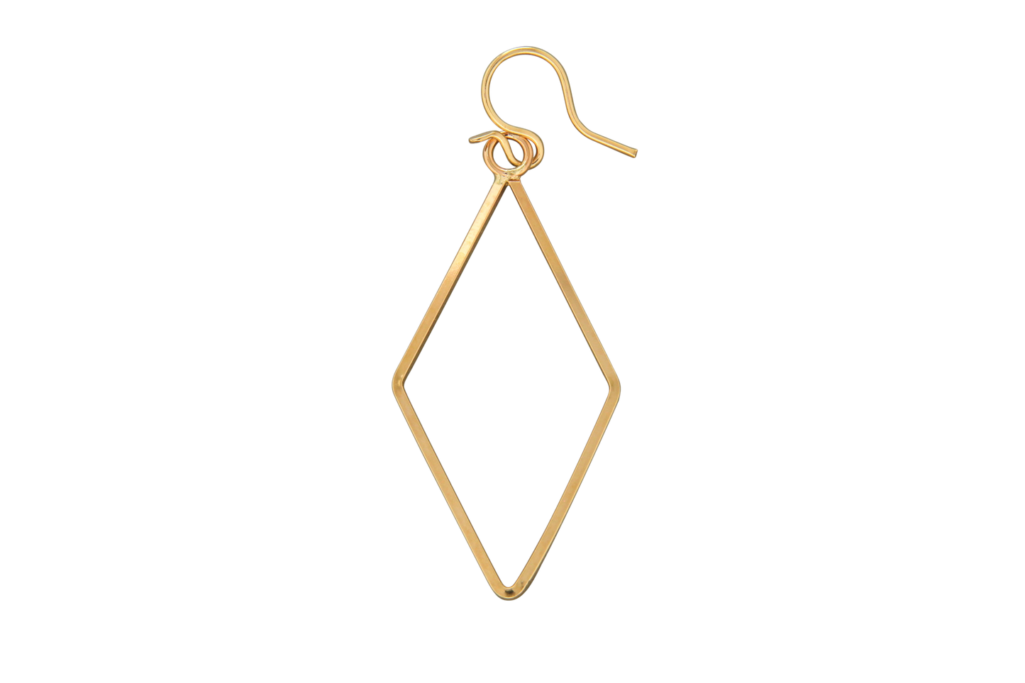 Fancy Hammered Elongated Diamond Square Wire Earring