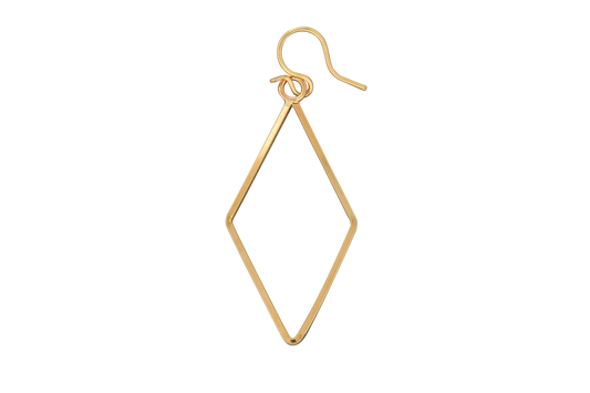 Fancy Hammered Elongated Diamond Square Wire Earring