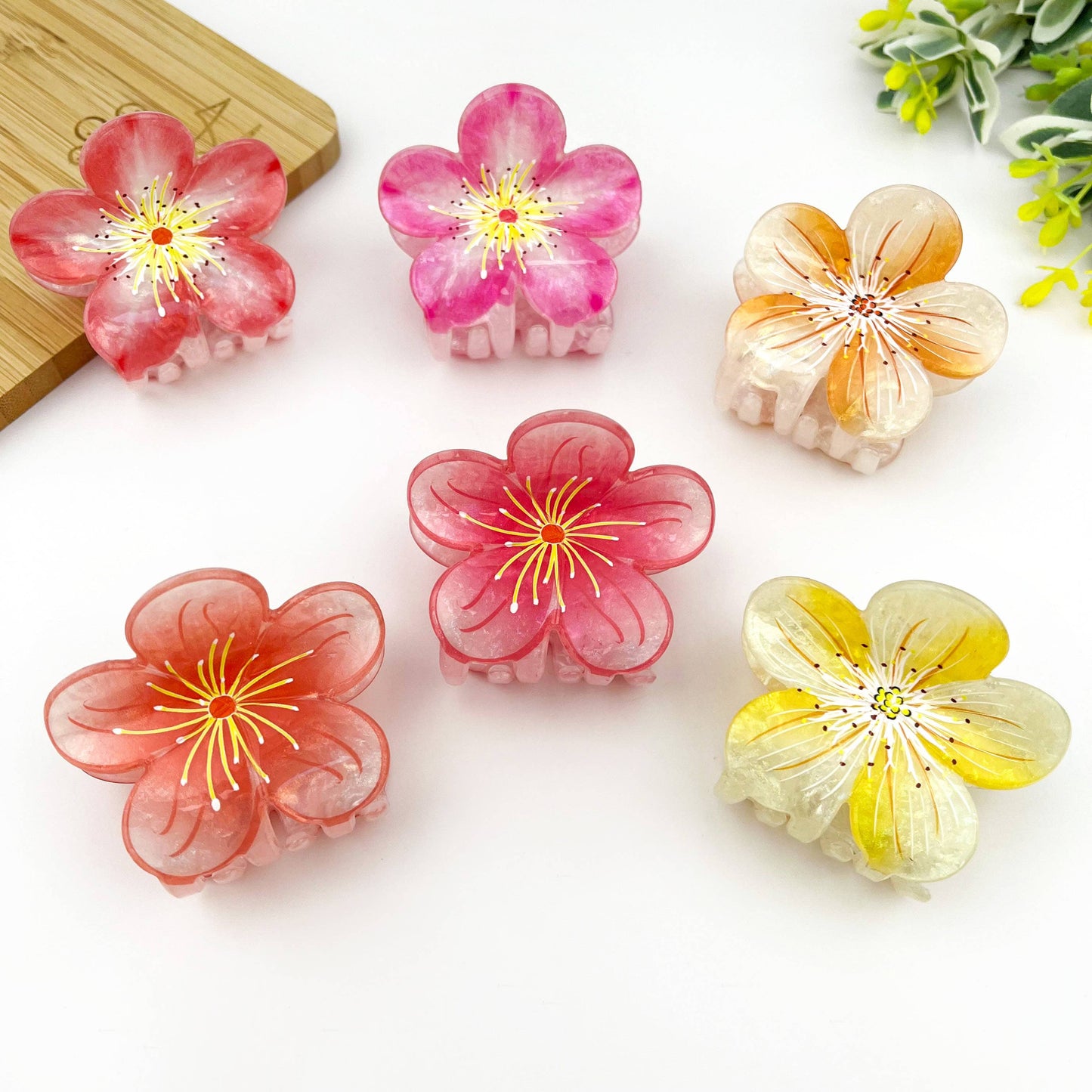 Sweet Plum Blossom Hair Claw Clip