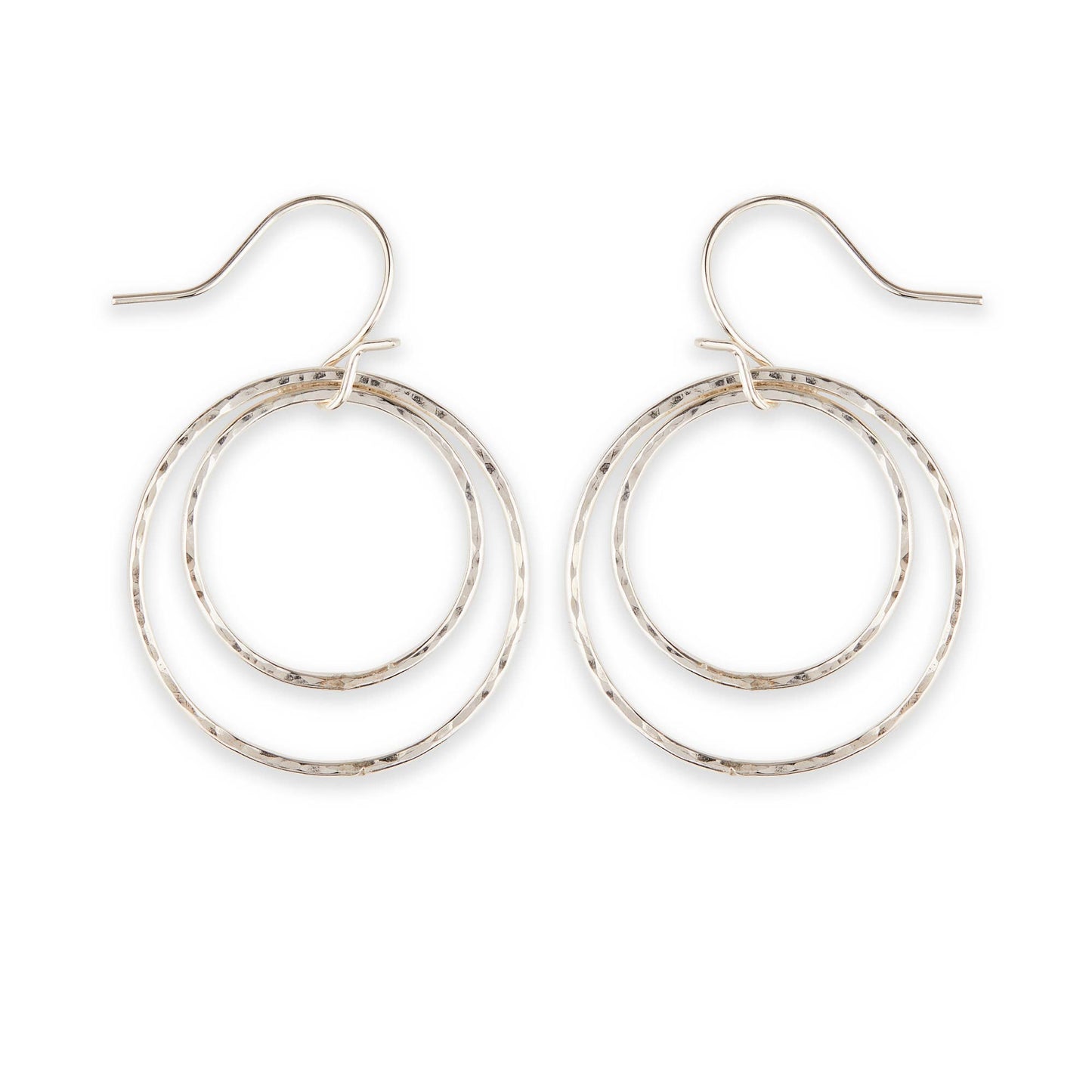 Hammered Twin Link Dangle Earring Sizes 32mm or 40mm