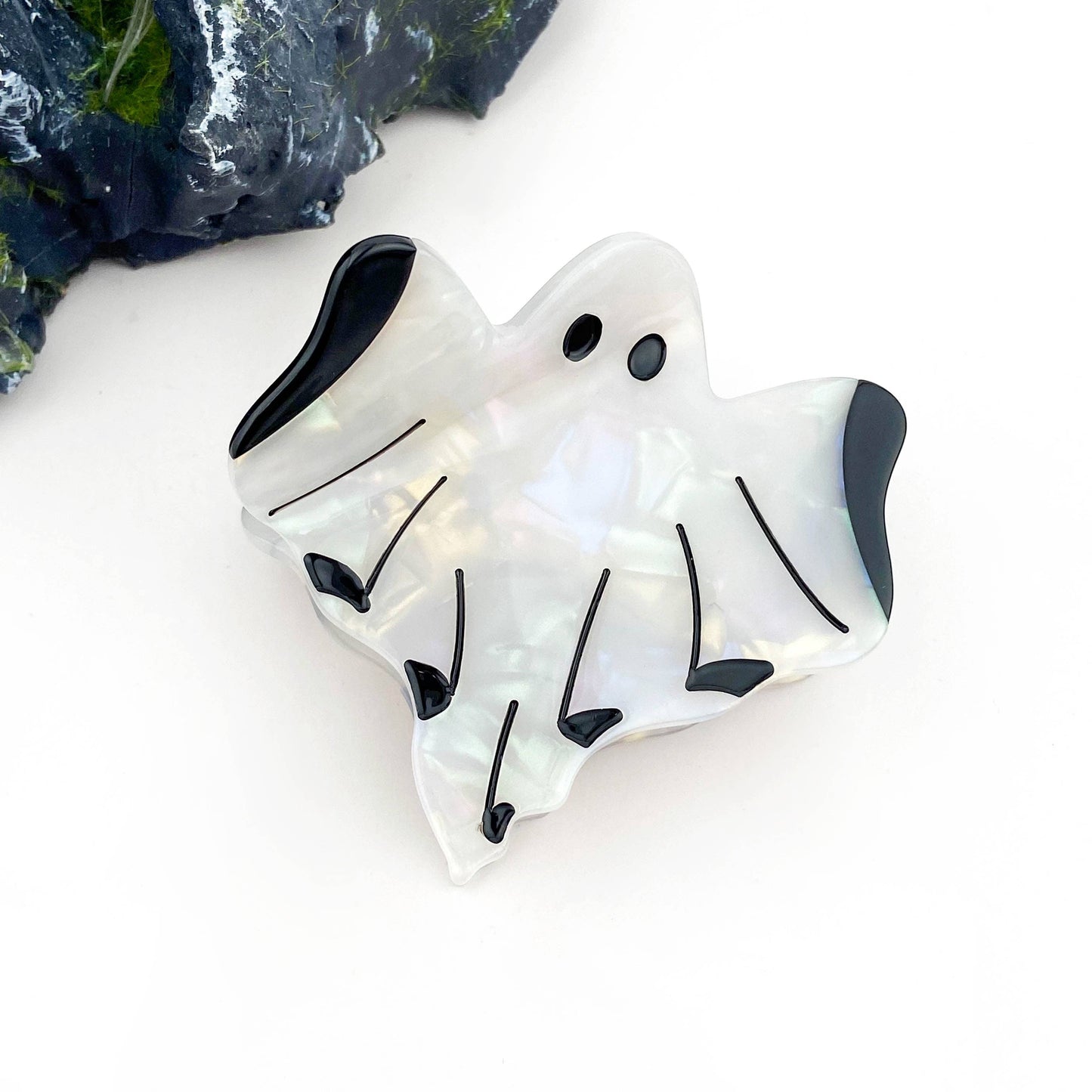 White Ghost Hair Claw Clip, Cute Halloween Hair Clip