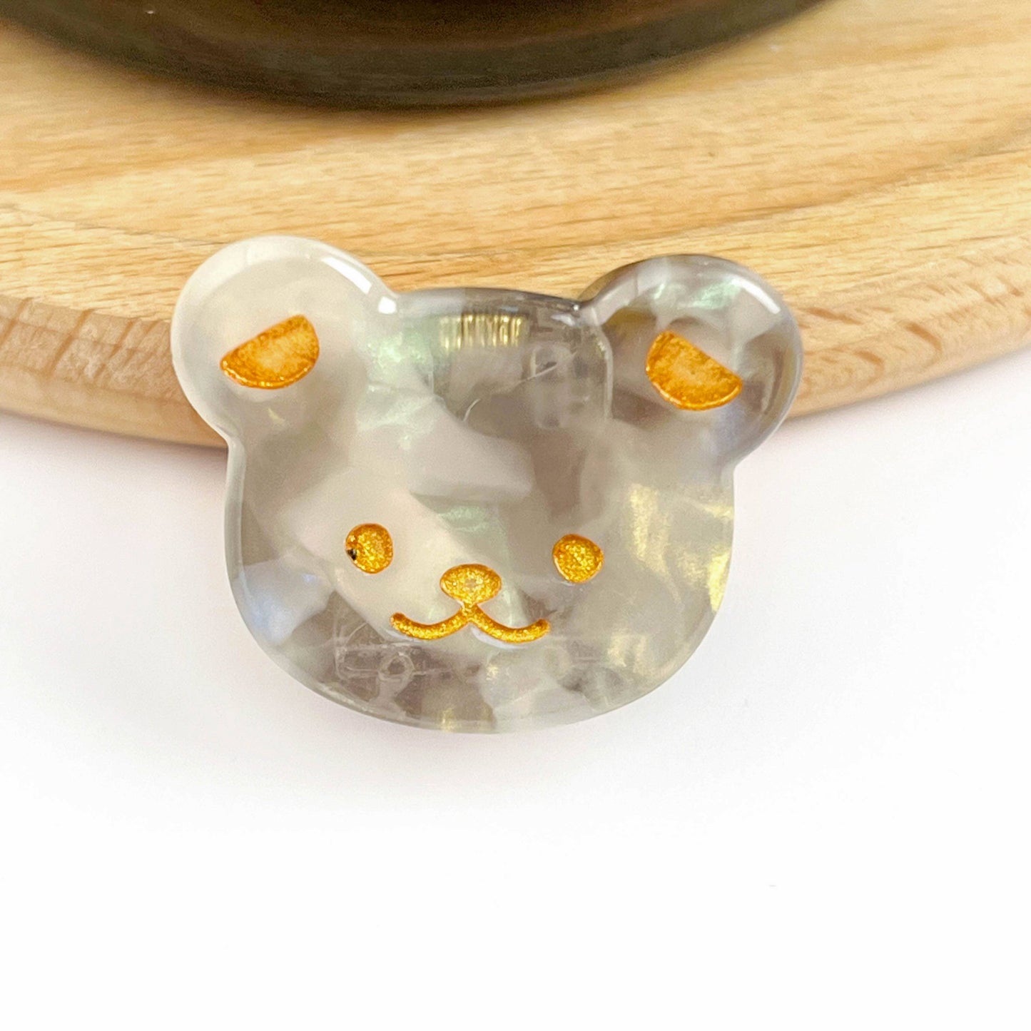 Cute Bear Head Mini Claw Clip, Acetate Children's Hair Clip
