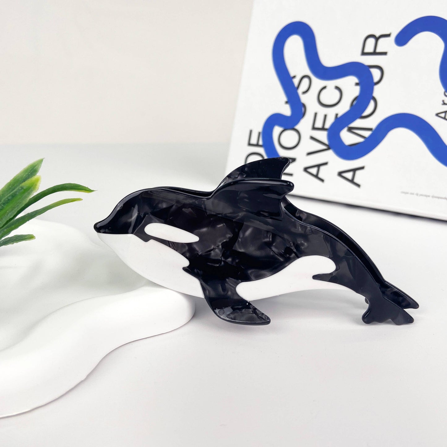 Orca Hair Clips, Marine Life Acetate Claw Clip