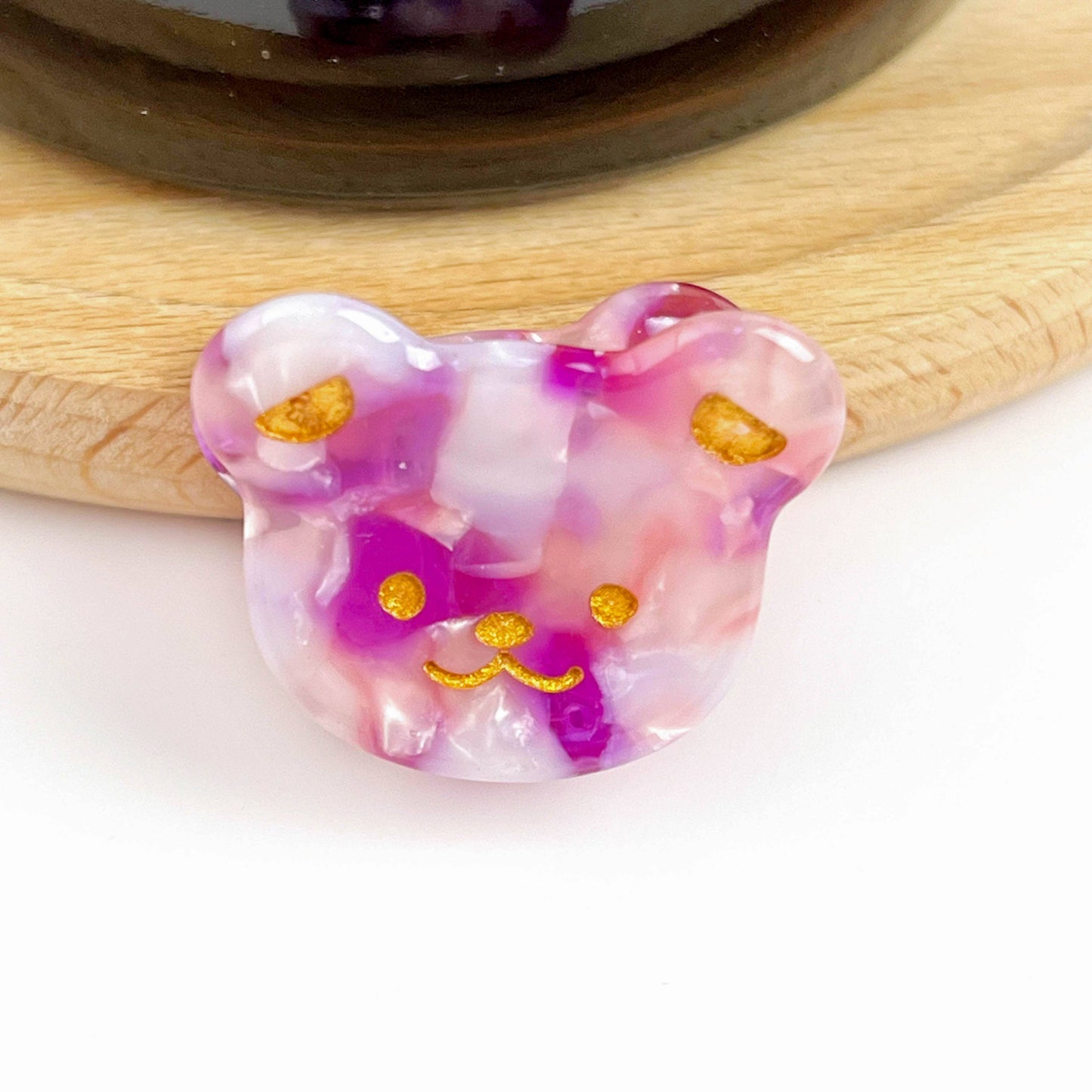 Cute Bear Head Mini Claw Clip, Acetate Children's Hair Clip