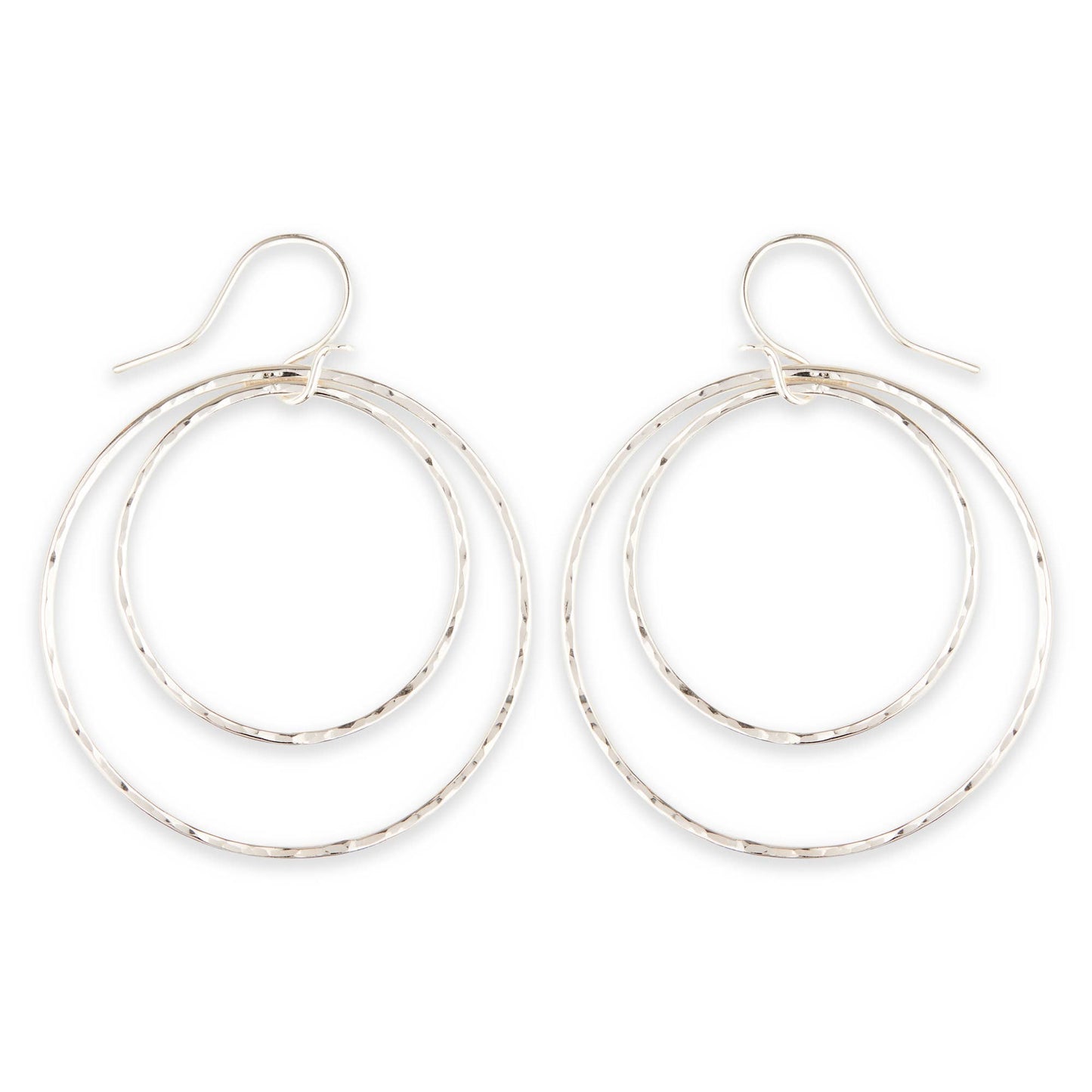 Hammered Twin Link Dangle Earring Sizes 32mm or 40mm