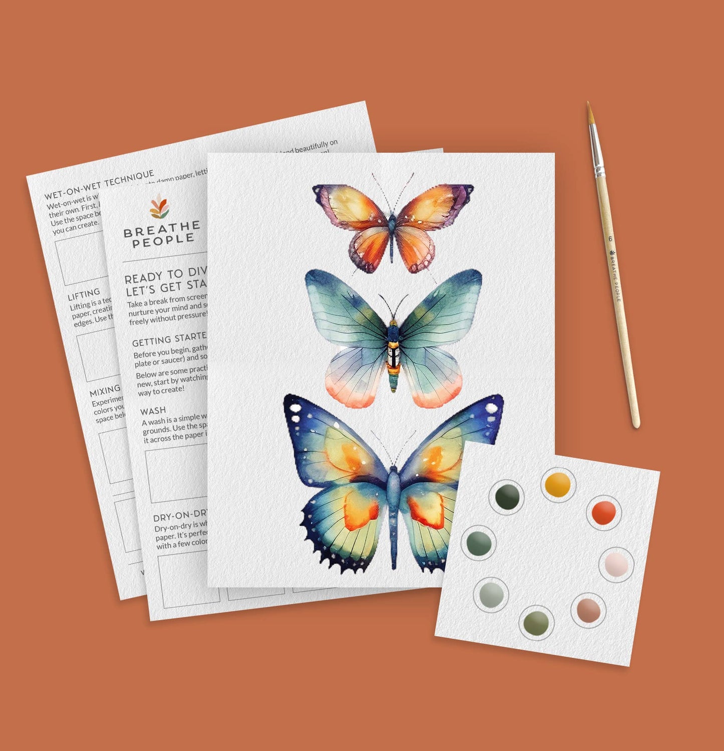 All-In-One Beginner Watercolor Paint Set - Butterflies