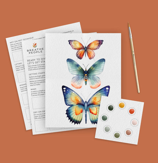 All-In-One Beginner Watercolor Paint Set - Butterflies