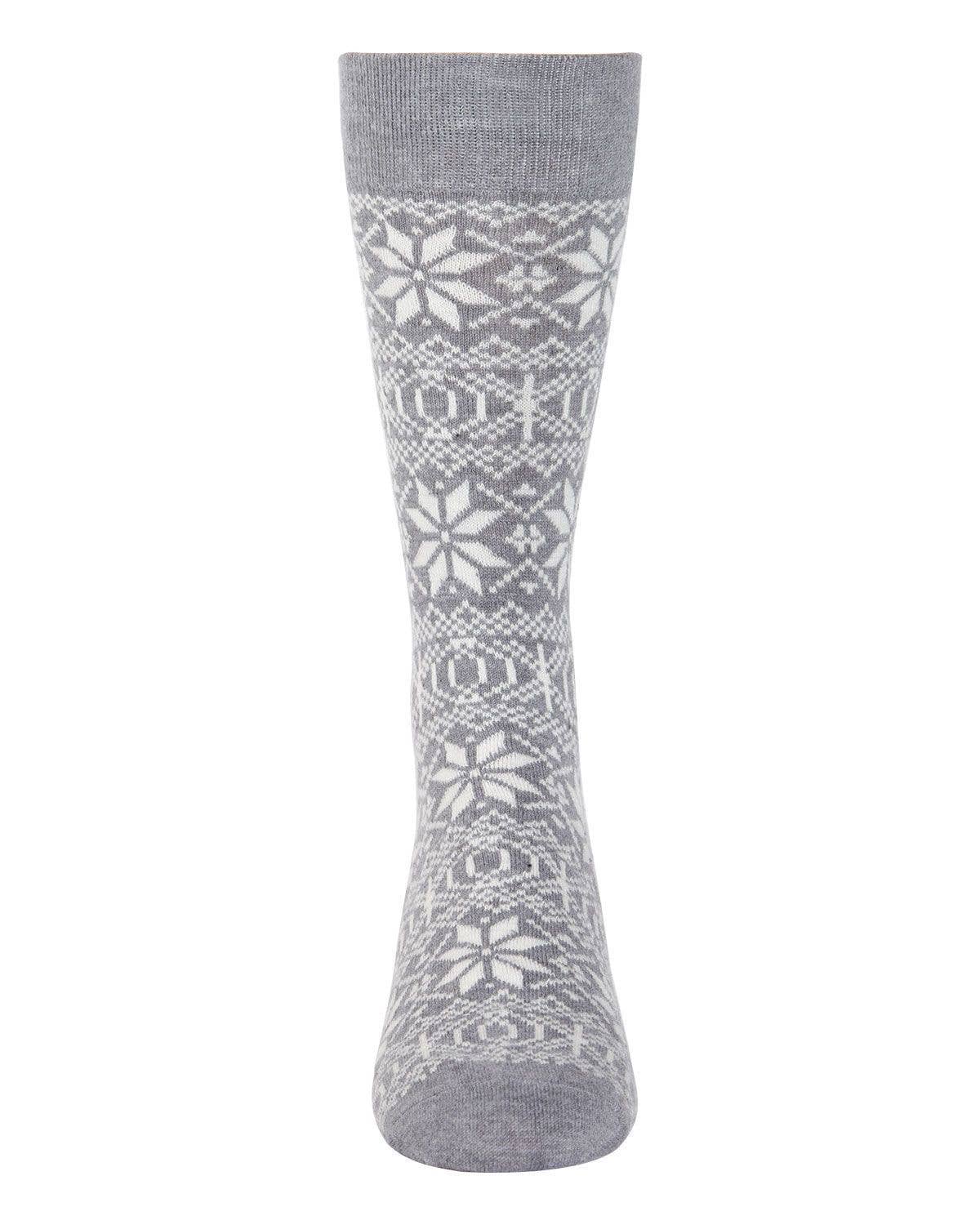 MeMoi Snowflake Cashmere Blend Men's Crew Socks