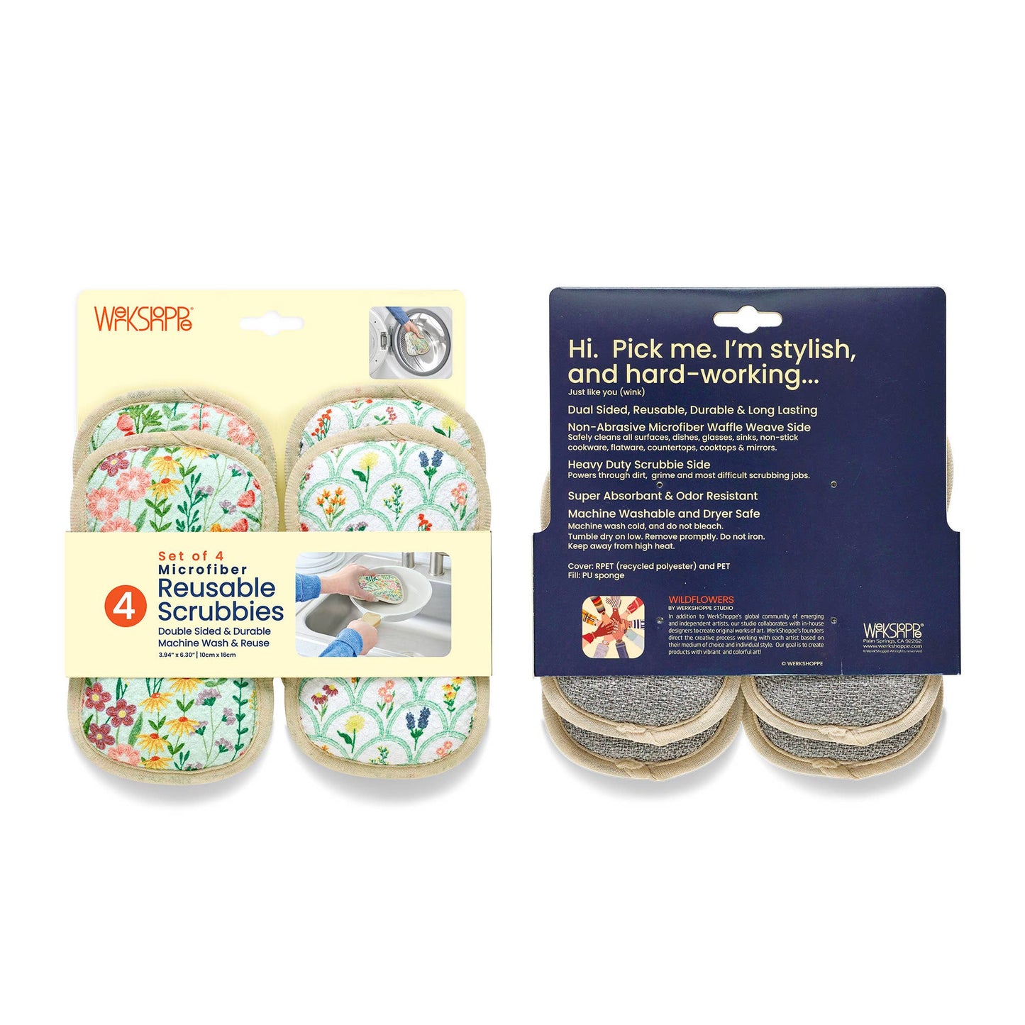 Wildflowers Microfiber Scrubbie Set