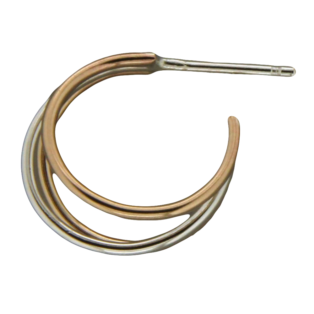 Triple Wire Post Hoop Earring