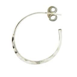 Large Hammered Wire Post Hoop Earring Sizes 20mm-46mm