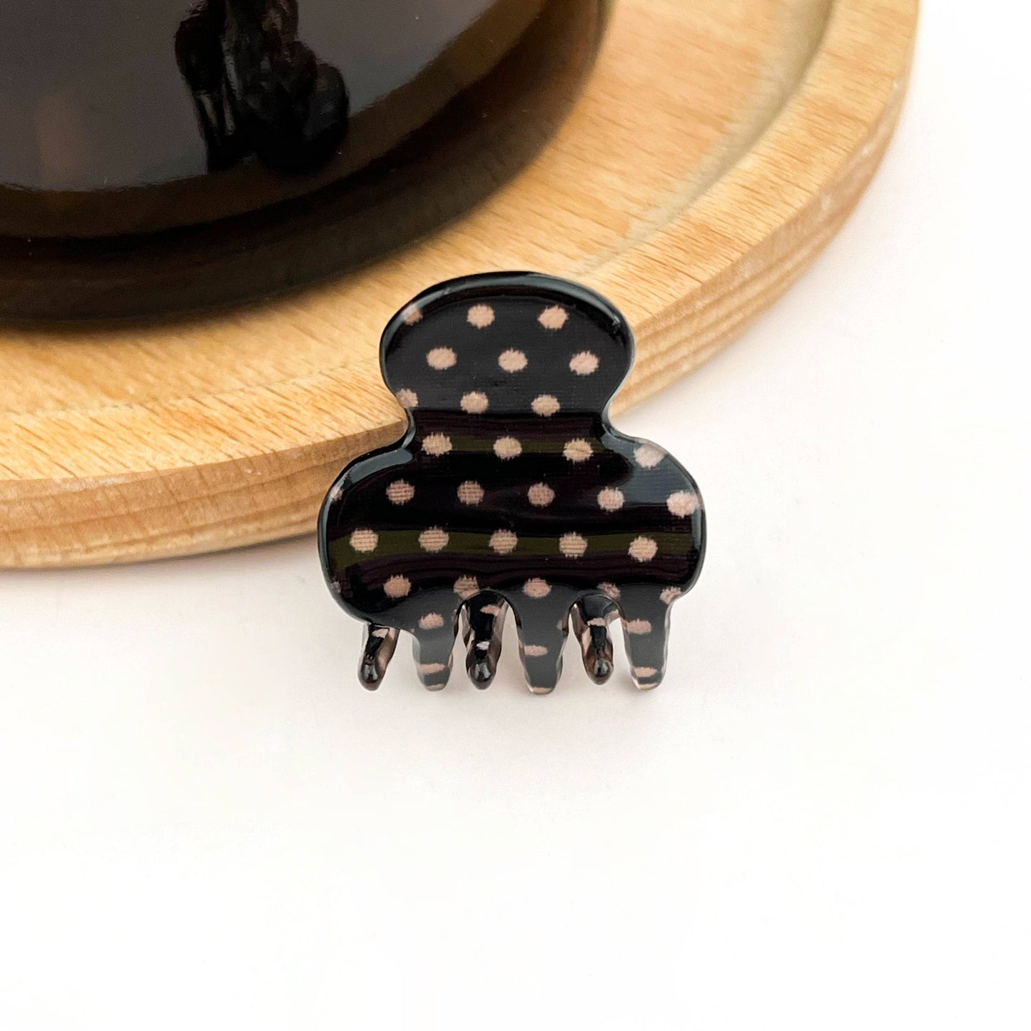 Classic Mini Polka Dot Hair Claw Clip, Cute Small Hair Clip
