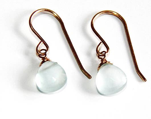 Heart Shape Chalcedony Gold Earrings