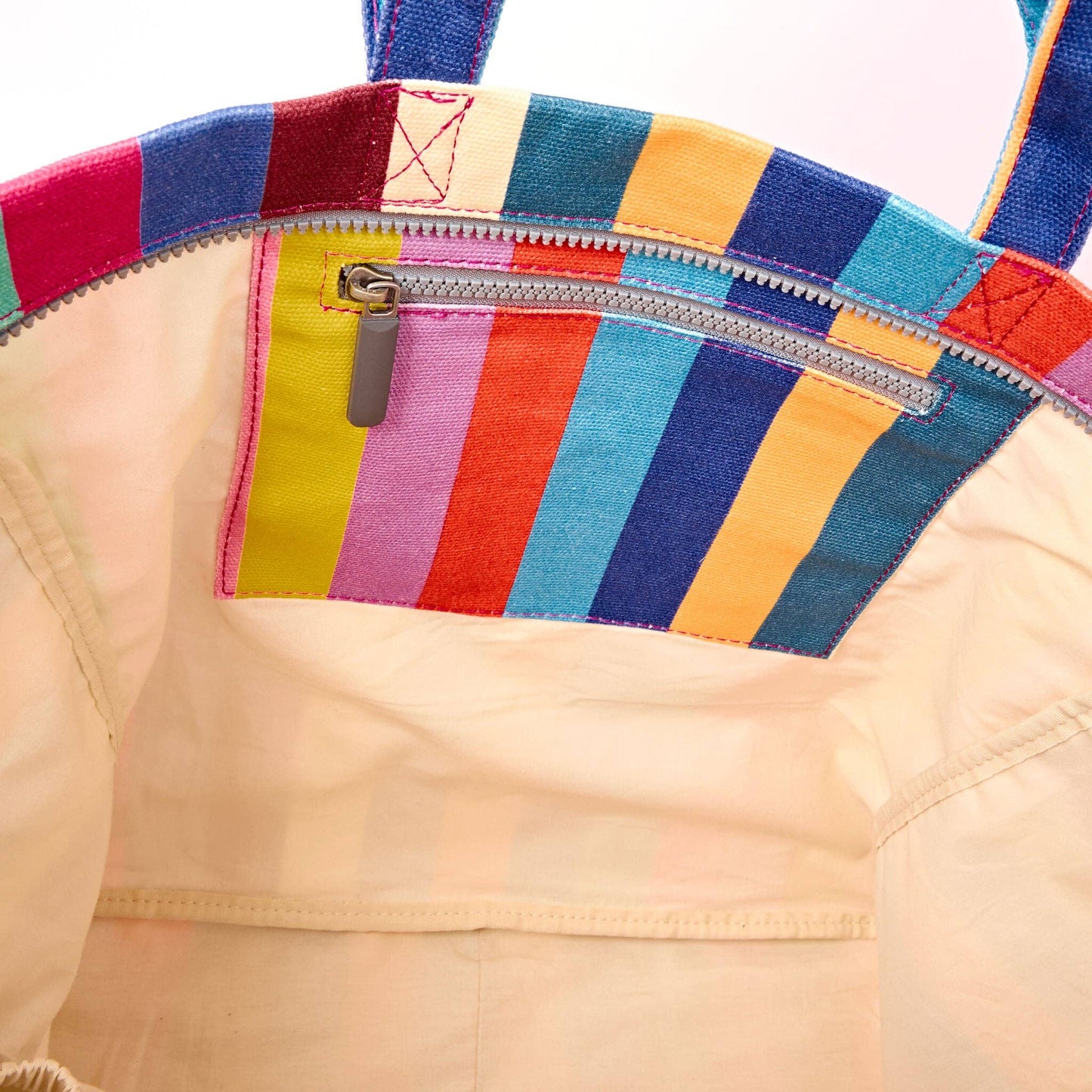 Marleybone Tote in Wide Stripe Multi Cotton Canvas